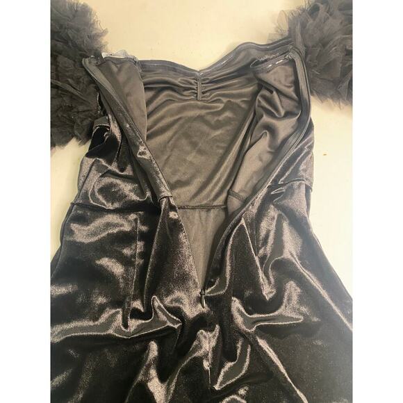 Zara Dress Black Velvet Tulle Balloon Sleeves Mini Off Shoulder Size Medium - Picture 12 of 16